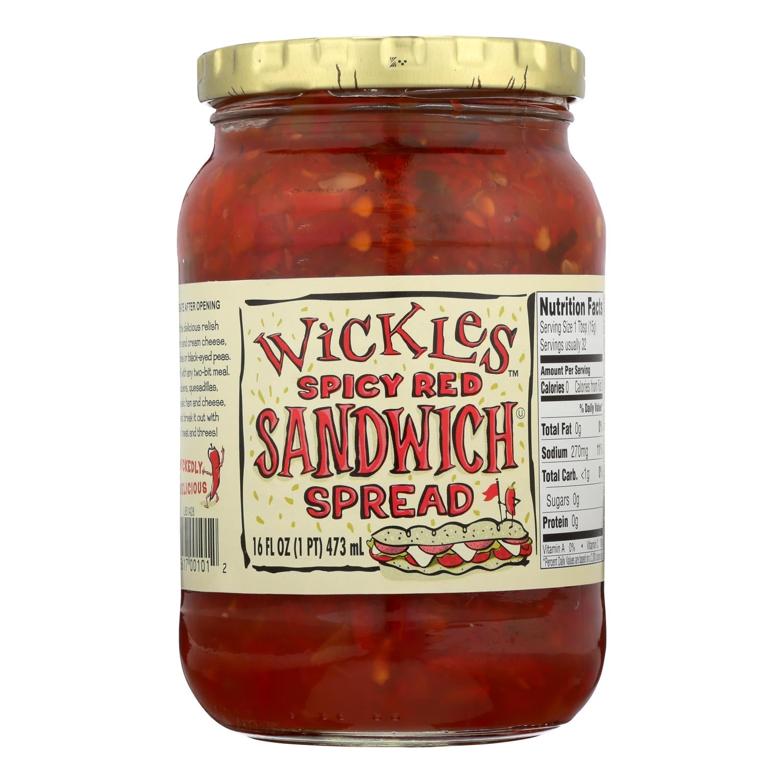 Wickle's Spicy Red Sandwich Spread  - Case Of 6 - 16 Fz