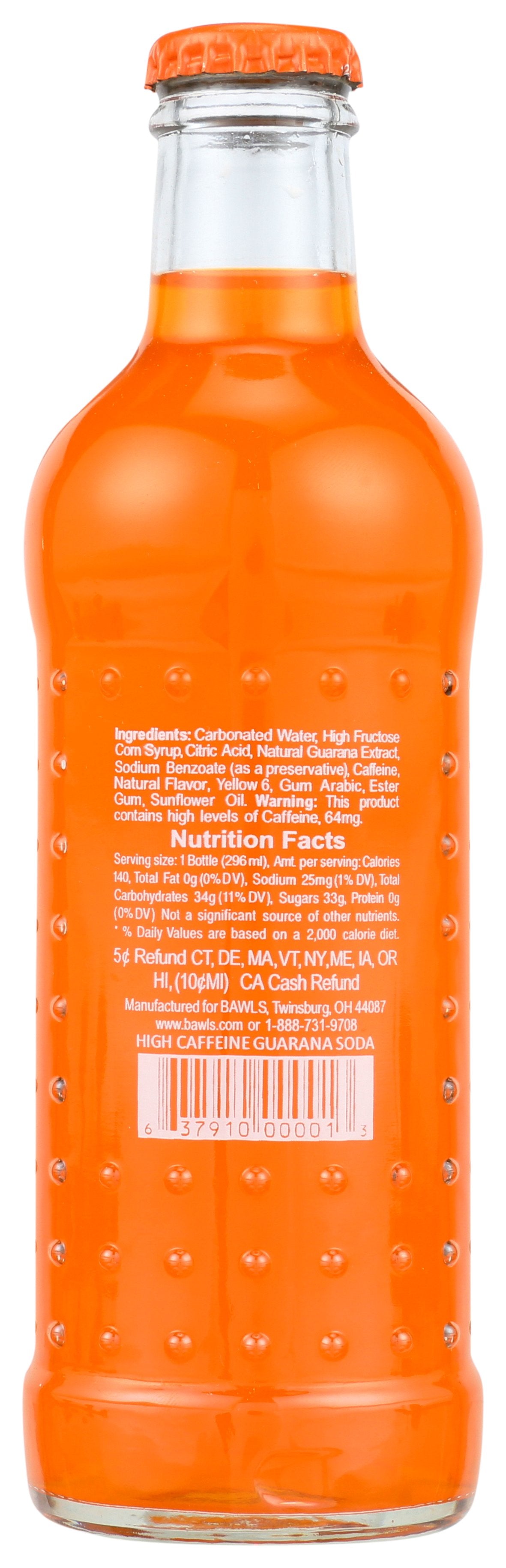 BAWLS GUARANA SODA MANDARIN ORANGE - Case of 12