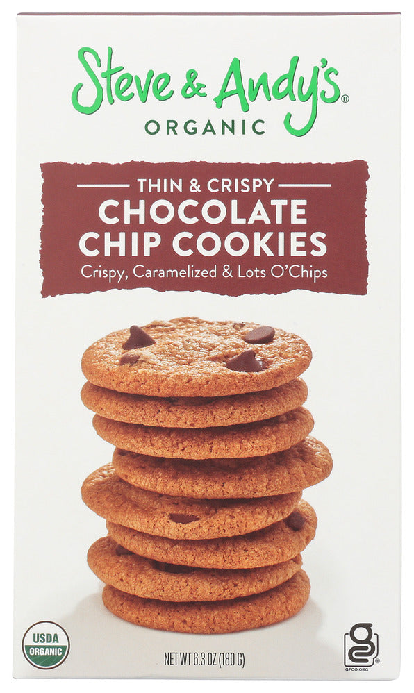 Steve & Andy's Organic Crispy Chocolate Chip Cookies  - 6.3 oz (Case of 6)