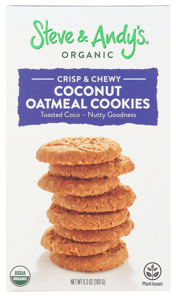 Steve & Andy's Organic Coconut Oatmeal Cookies - Case of 6 - 6.3 oz