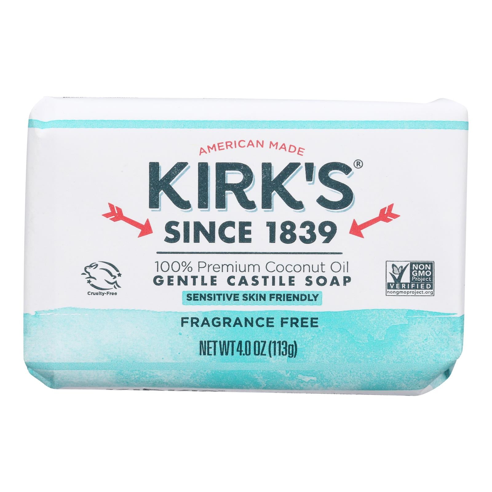Kirk's Natural Original Coco Castile Soap Fragrance Free - 4 Oz