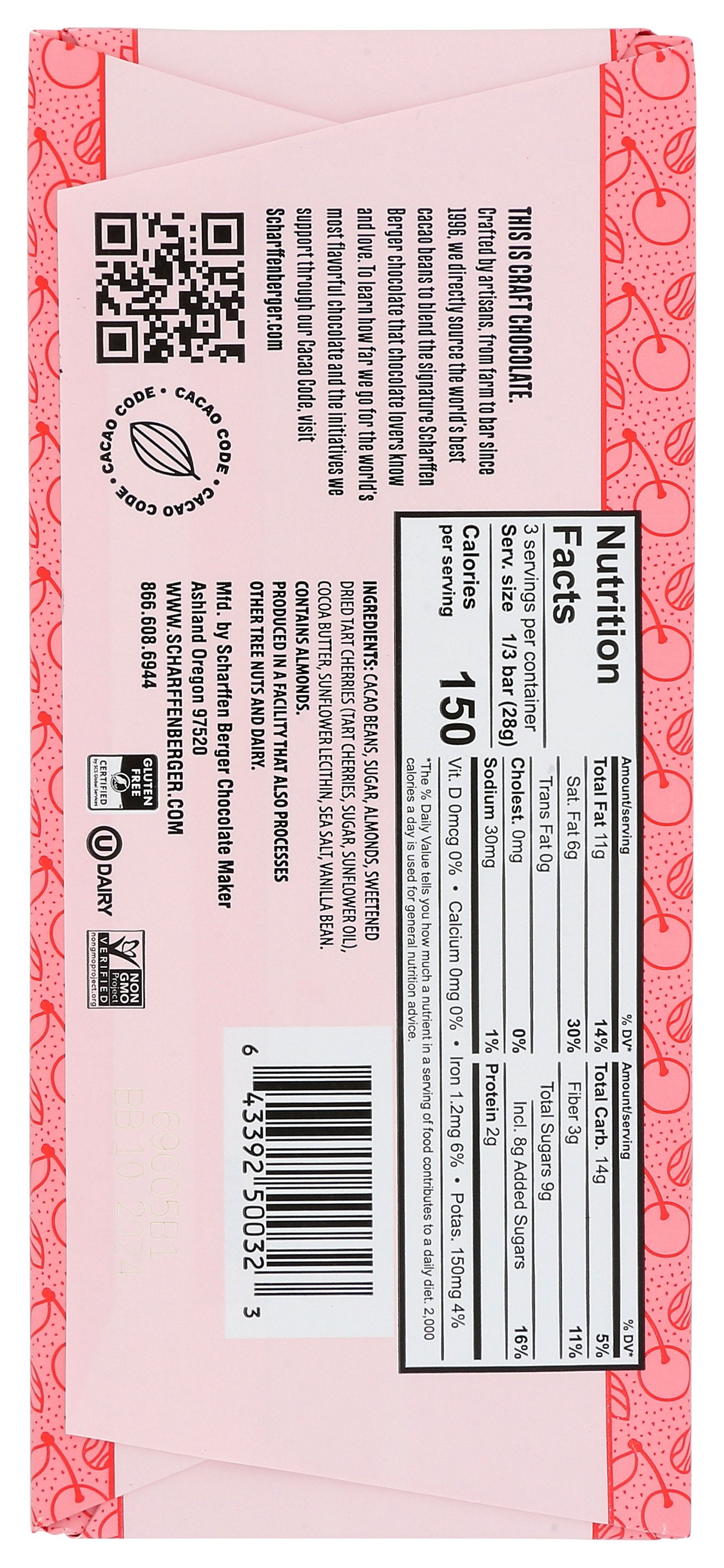 SCHARFFEN BERGER CHOC BAR ALMD CHERRIES - Case of 12