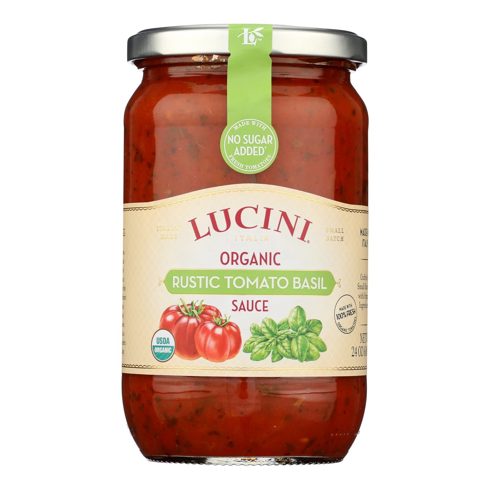 Lucini Italia - Pasta Sauce Organic Tomato Basil - Case of 6 - 24 Ounces