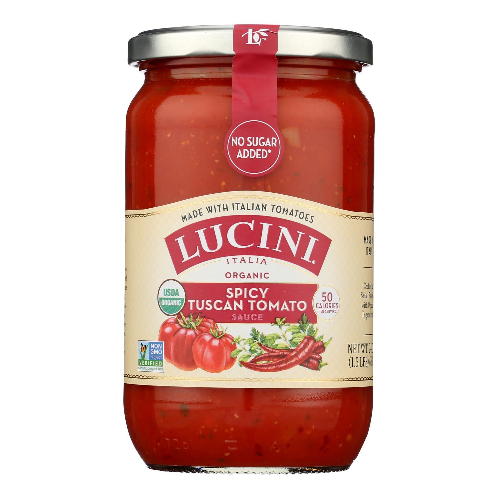 Lucini Italia - Pasta Sauce Organic Spicy Tuscan - Case of 6-24 Fluid Ounces