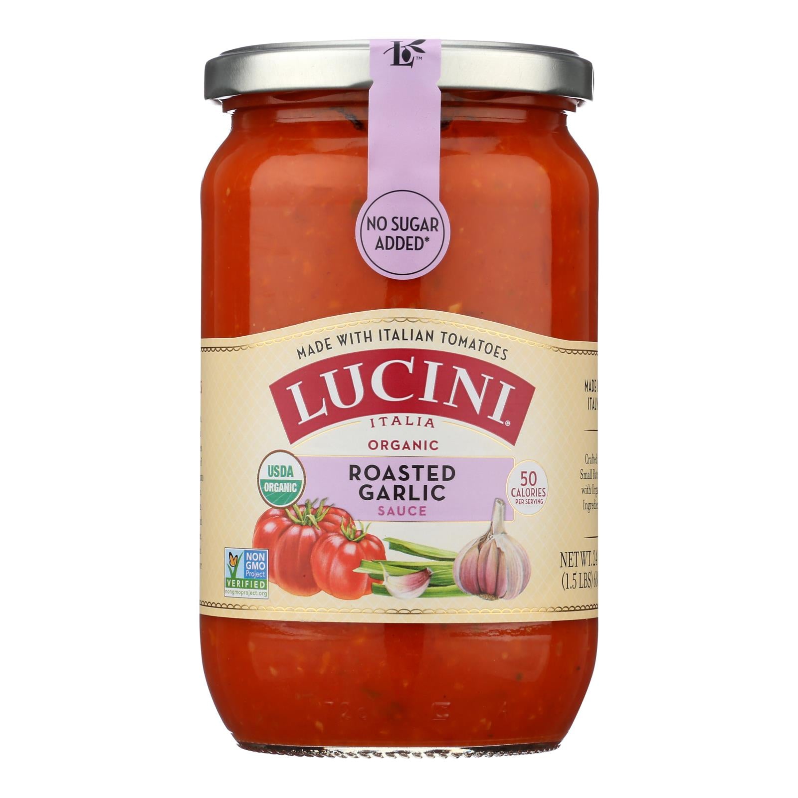 Lucini Italia - Sauce Organic Roasted Garlic Marinara - Case of 6 - 24 Ounce