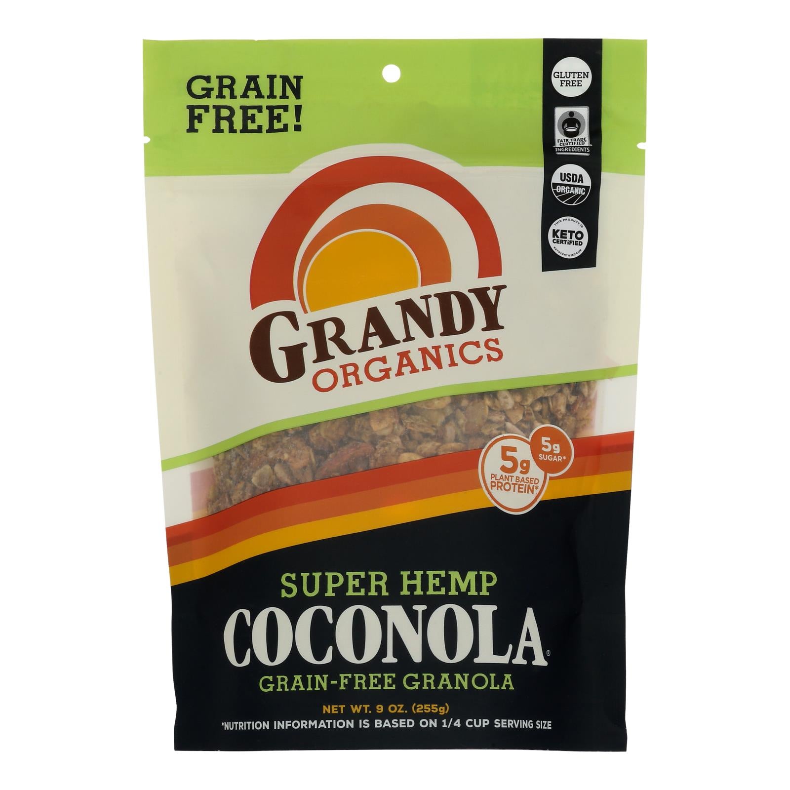 Grandy Oats Organic Granola - Super Hemp Blend Coconola - Case Of 6 - 9 Oz