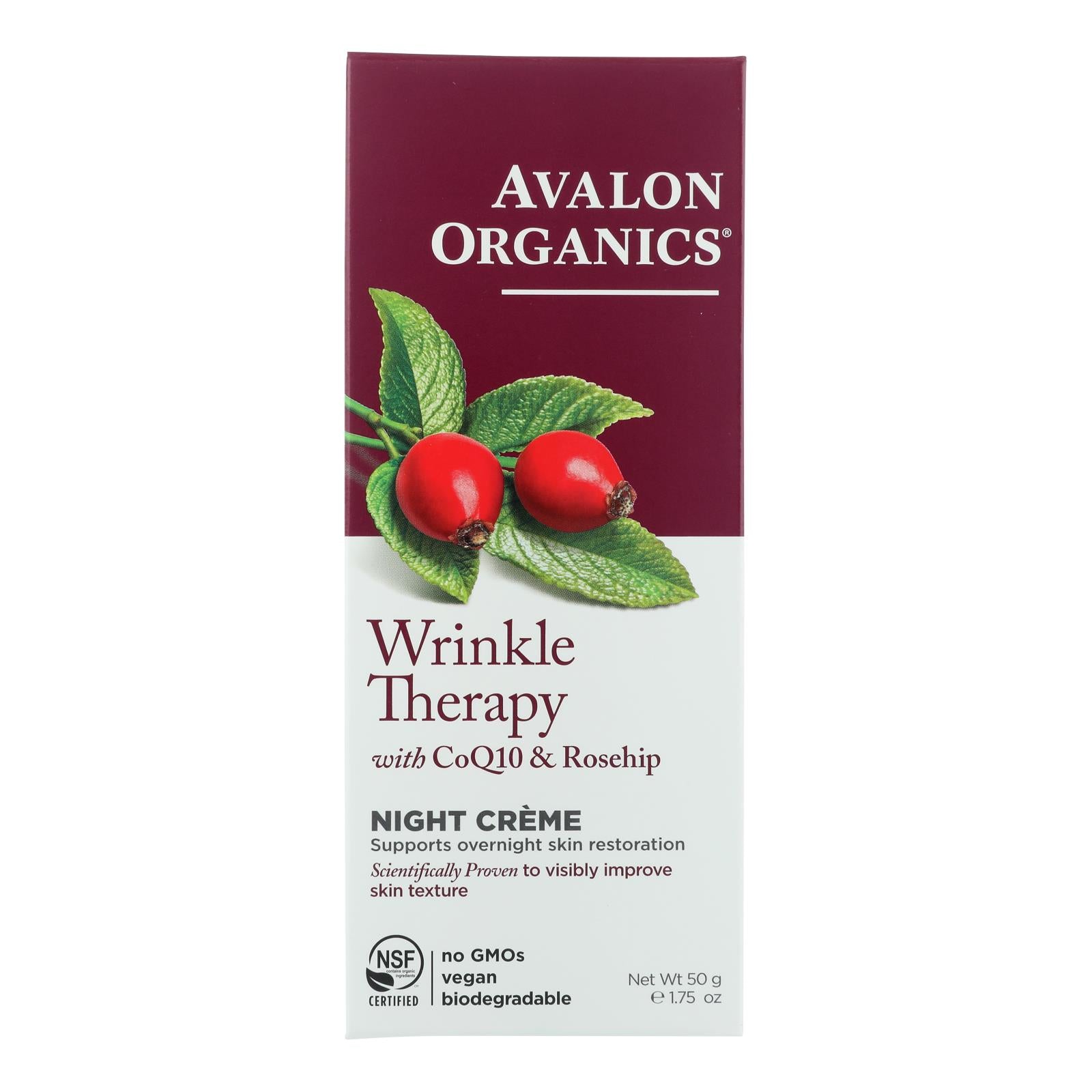 Avalon Organics Coq10 Wrinkle Defense Night Creme - 1.75 Fl Oz