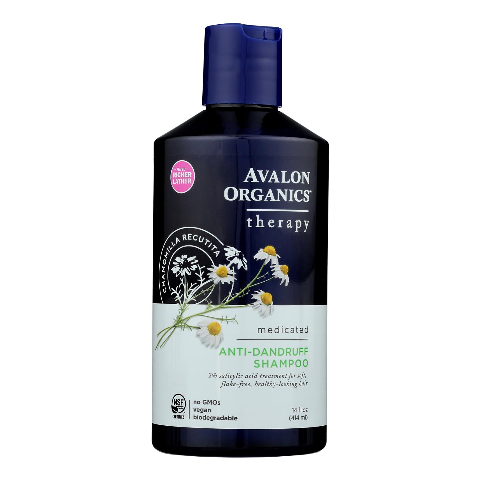 Avalon Active Organics Shampoo - Anti Dandruff - 14 Oz