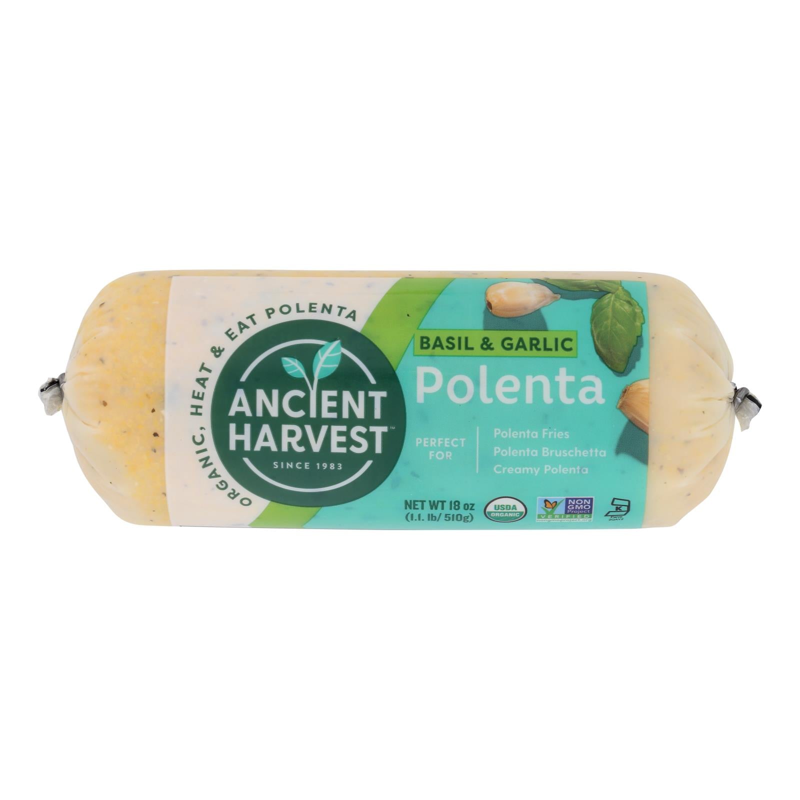 Food Merchants Organic Polenta - Basil Garlic - Case of 12 - 18 oz.