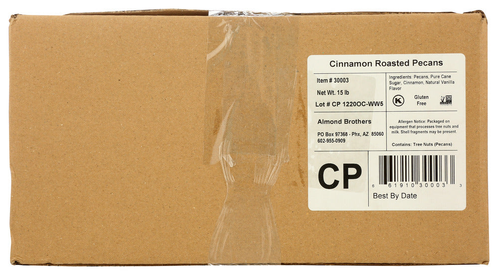 Almond Brothers Cinnamon Roasted Pecans - Case of 1 - 15 lb