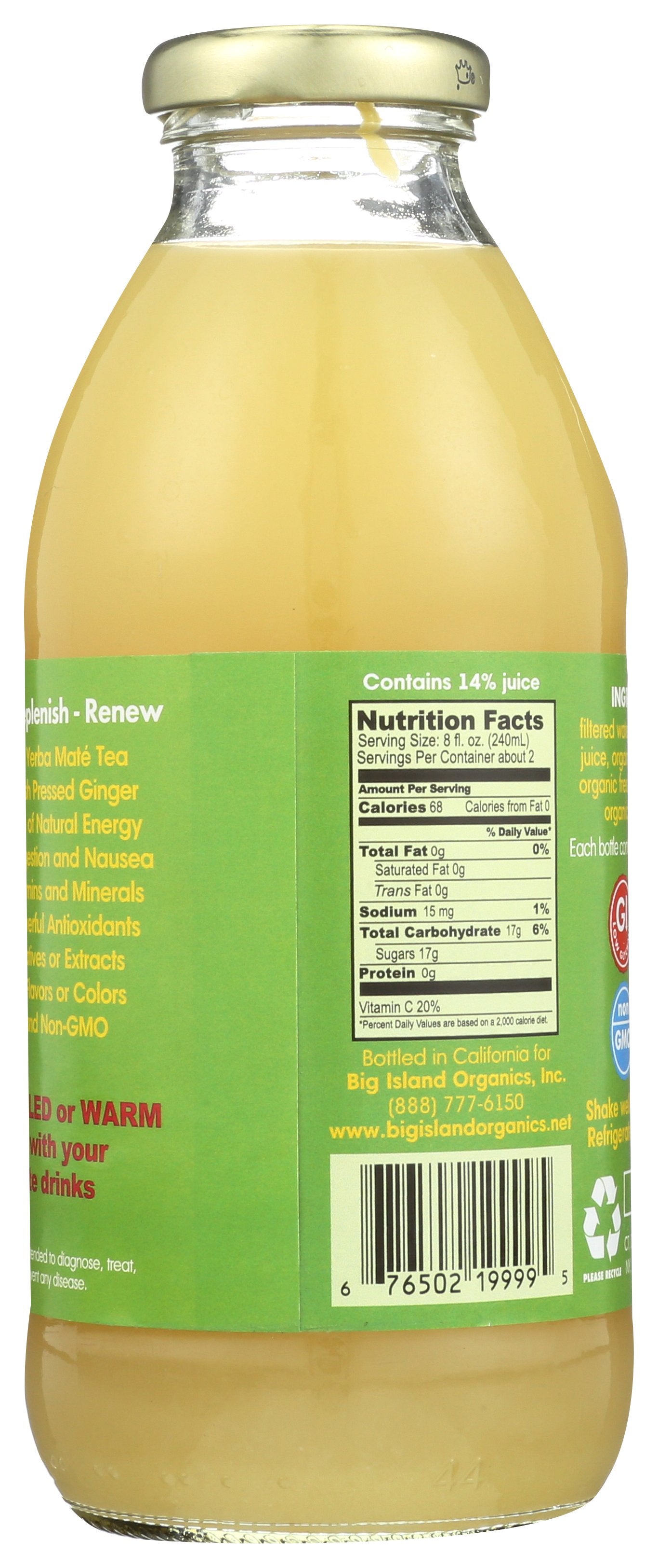 BIG ISLAND ORGANICS JUICE GINGERADE MATE ORG - Case of 12 [BEVERAGE - 16 OZ]