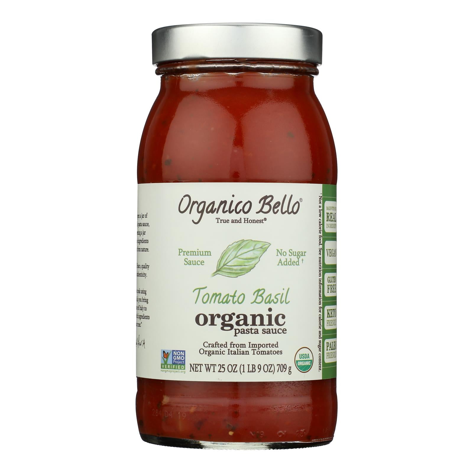 Organico Bello Basil Pasta Sauce - Tomato - Case of 6 - 25 oz.