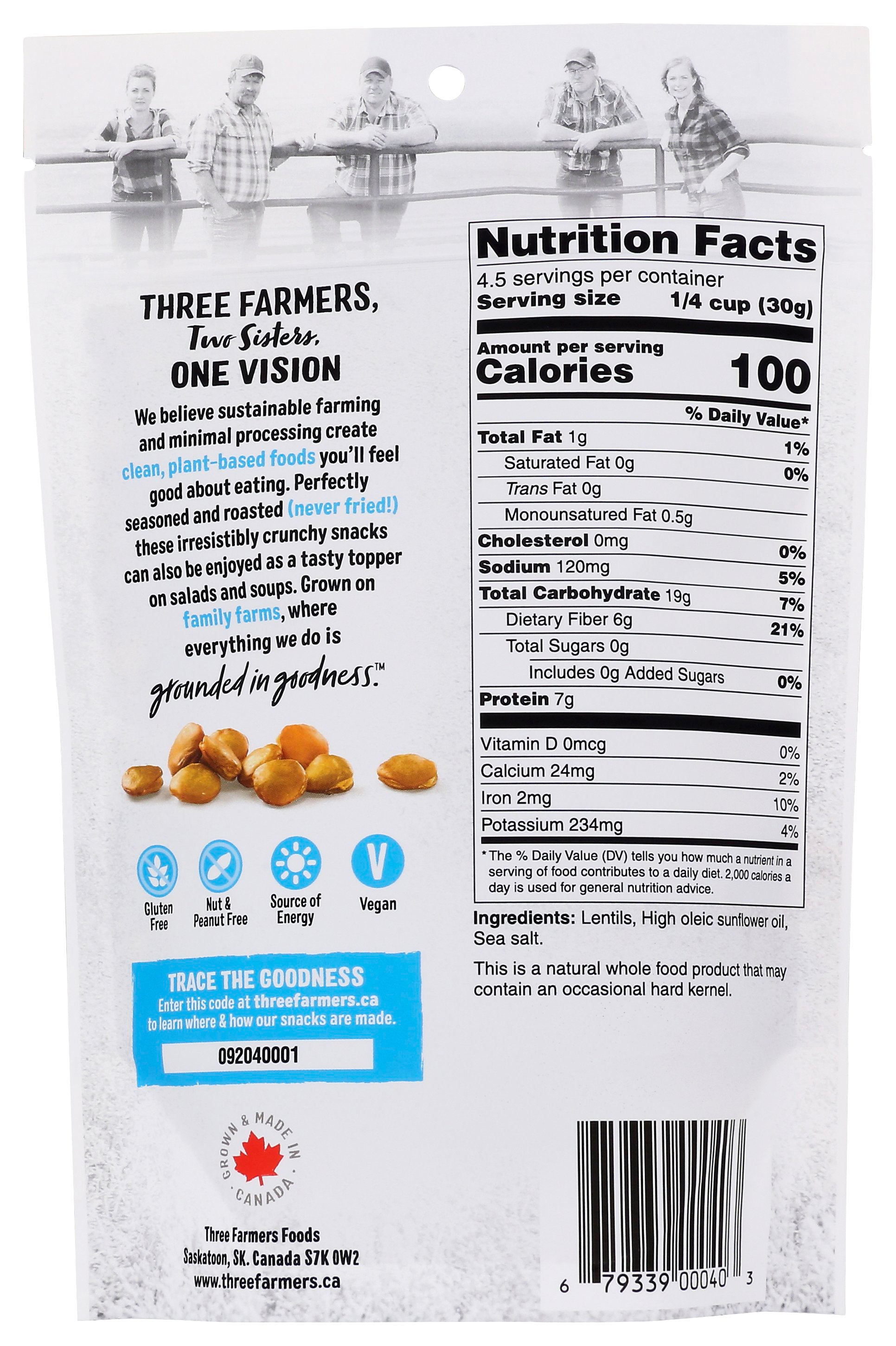 THREE FARMERS FOODS INC SNACK LENTIL LGHTLY S - Case of 6