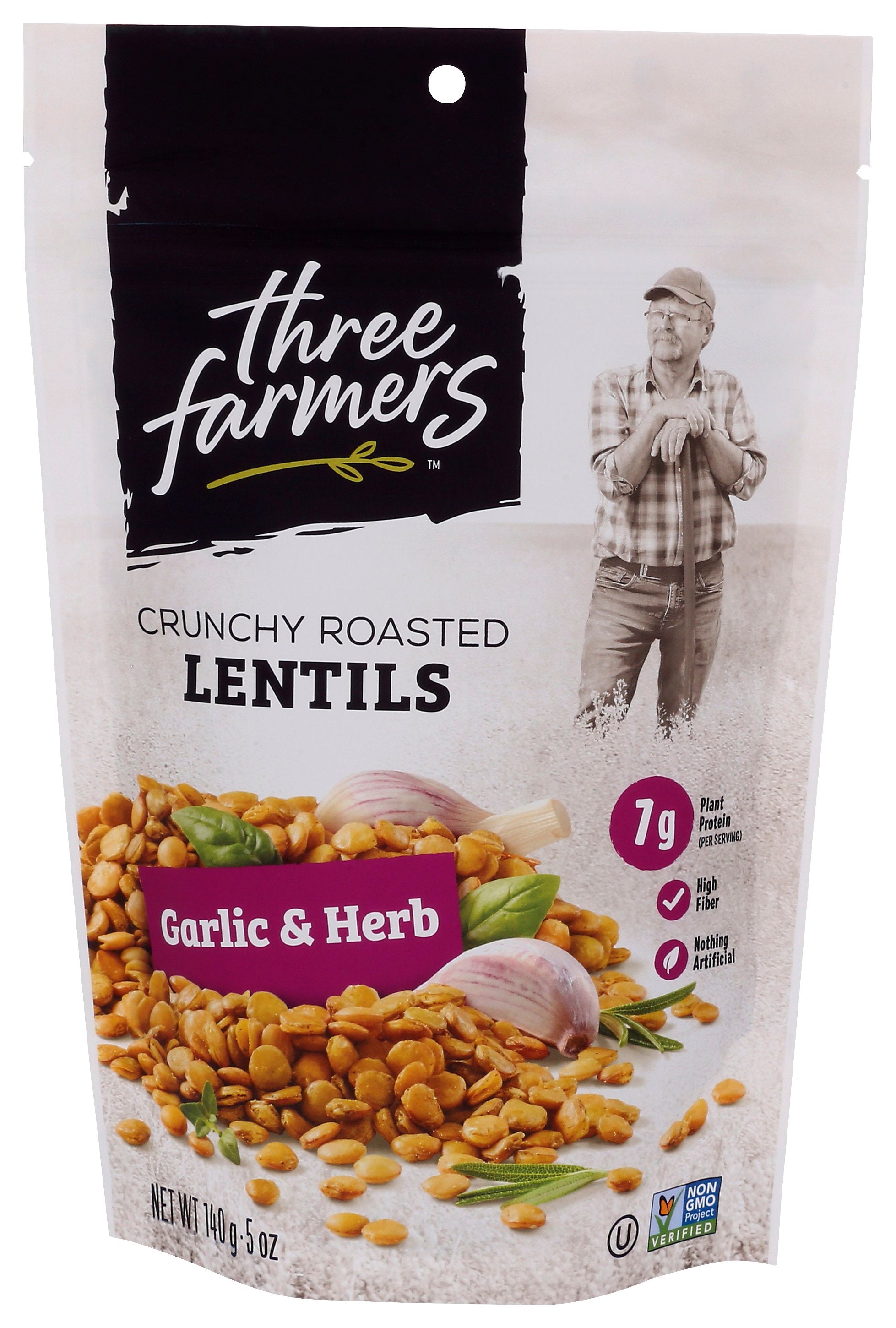 THREE FARMERS FOODS INC SNACK LENTIL GARLIC H - Case of 6