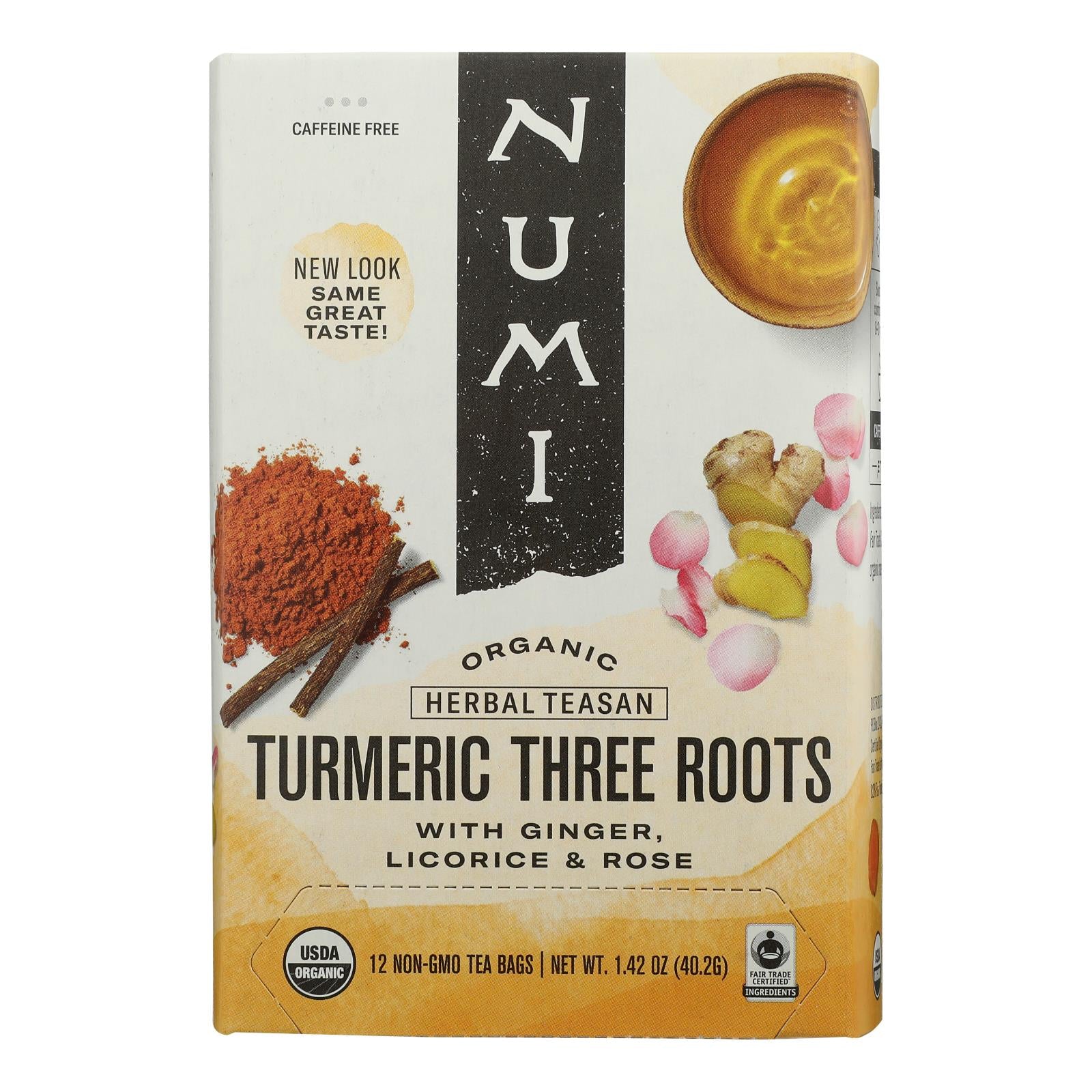 Numi Tea - Tea Organic Turmeric 3 Roots - Case of 6-15 Bags