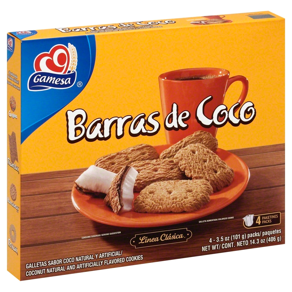 Gamesa Barras de Coco Cookies - Case of 12 - 14.3 oz