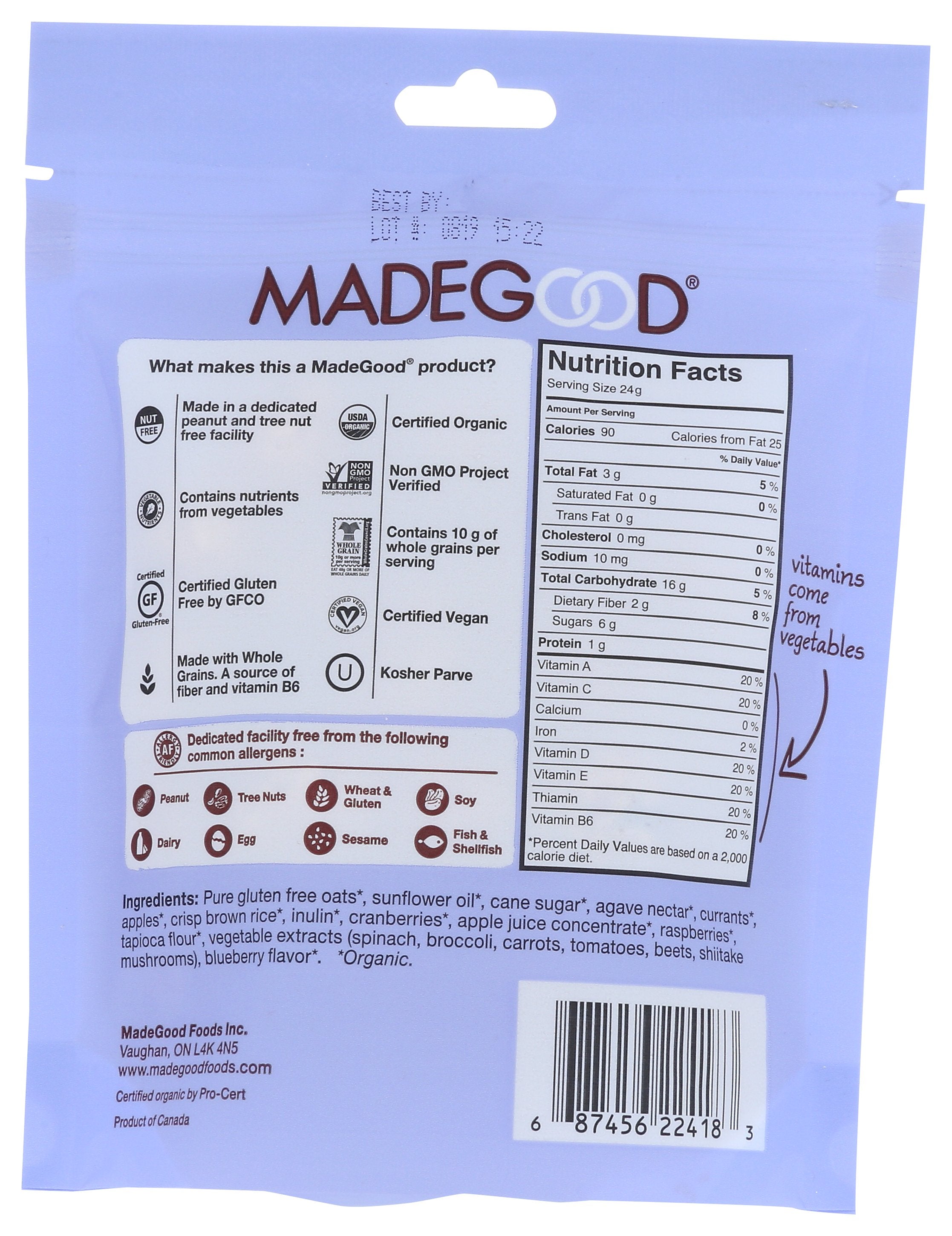 MADEGOOD GRANOLA MINIS MIXD BERRY - Case of 6