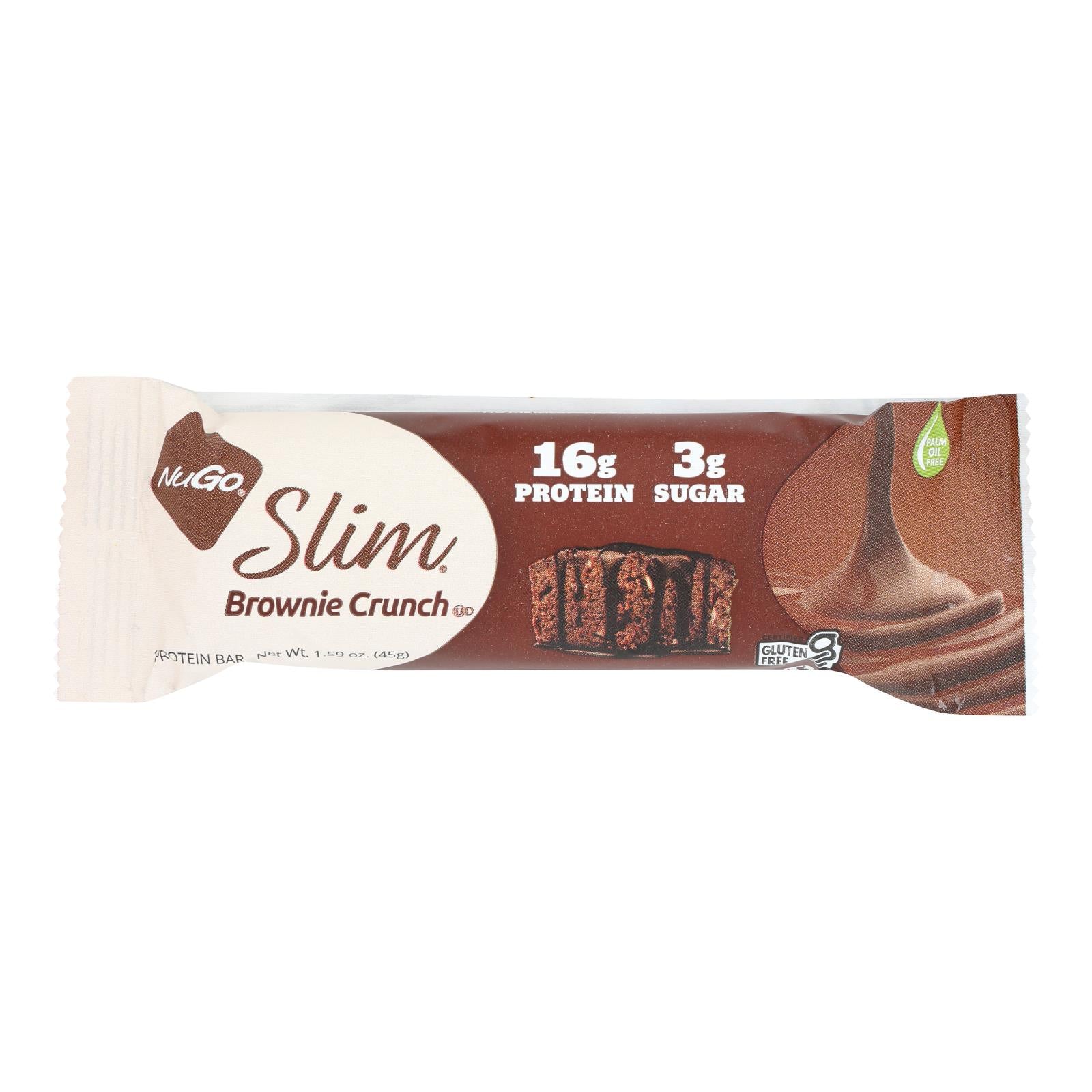 NuGo Nutrition Bar - Slim - Brownie Crunch - 1.59 oz Bars - Case of 12