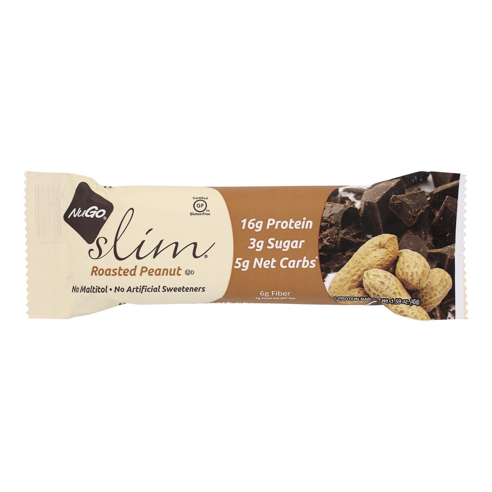 NuGo Nutrition Bar - Slim - Roasted Peanut - 1.59 oz Bars - Case of 12