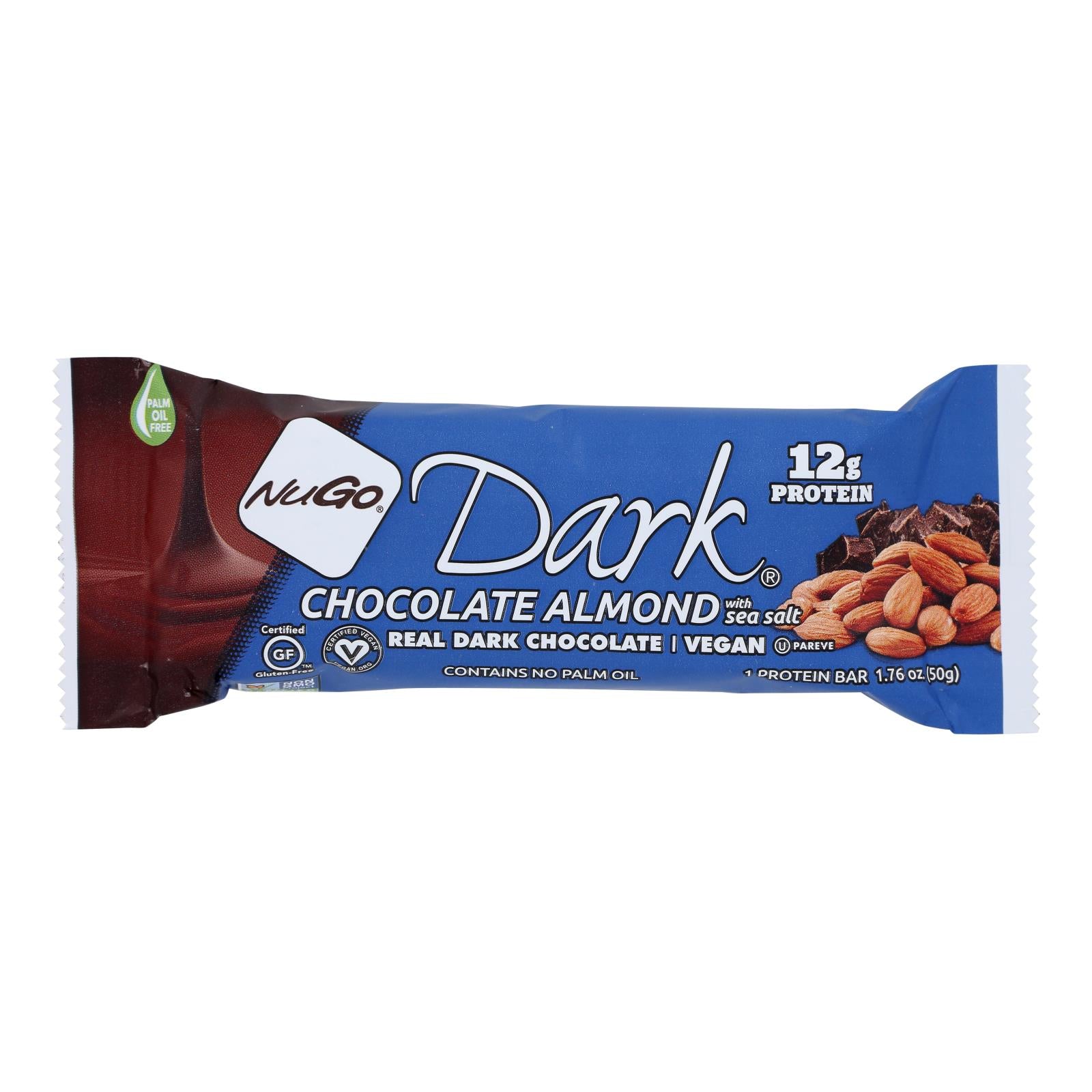 Nugo Nutrition Bar - Protein Bar Dark Chocolate Almond Sea Salt - Case of 12-1.76 OZ