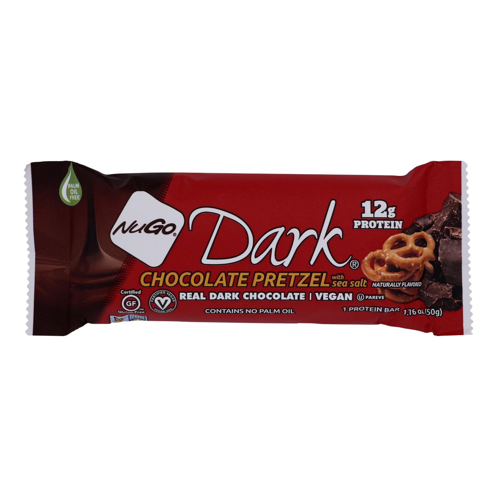 NuGo Nutrition Bar - Dark - Chocolate Pretzel - 1.76 oz - Case of 12