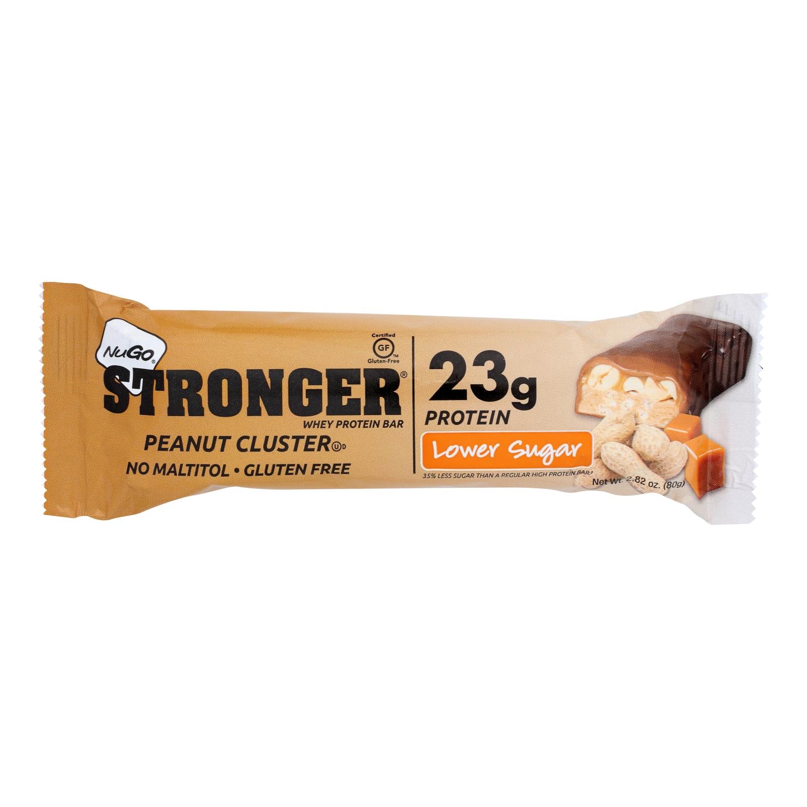 NuGO Nutrition Bar - Stronger Peanut Cluster - 2.82 oz - Case of 12