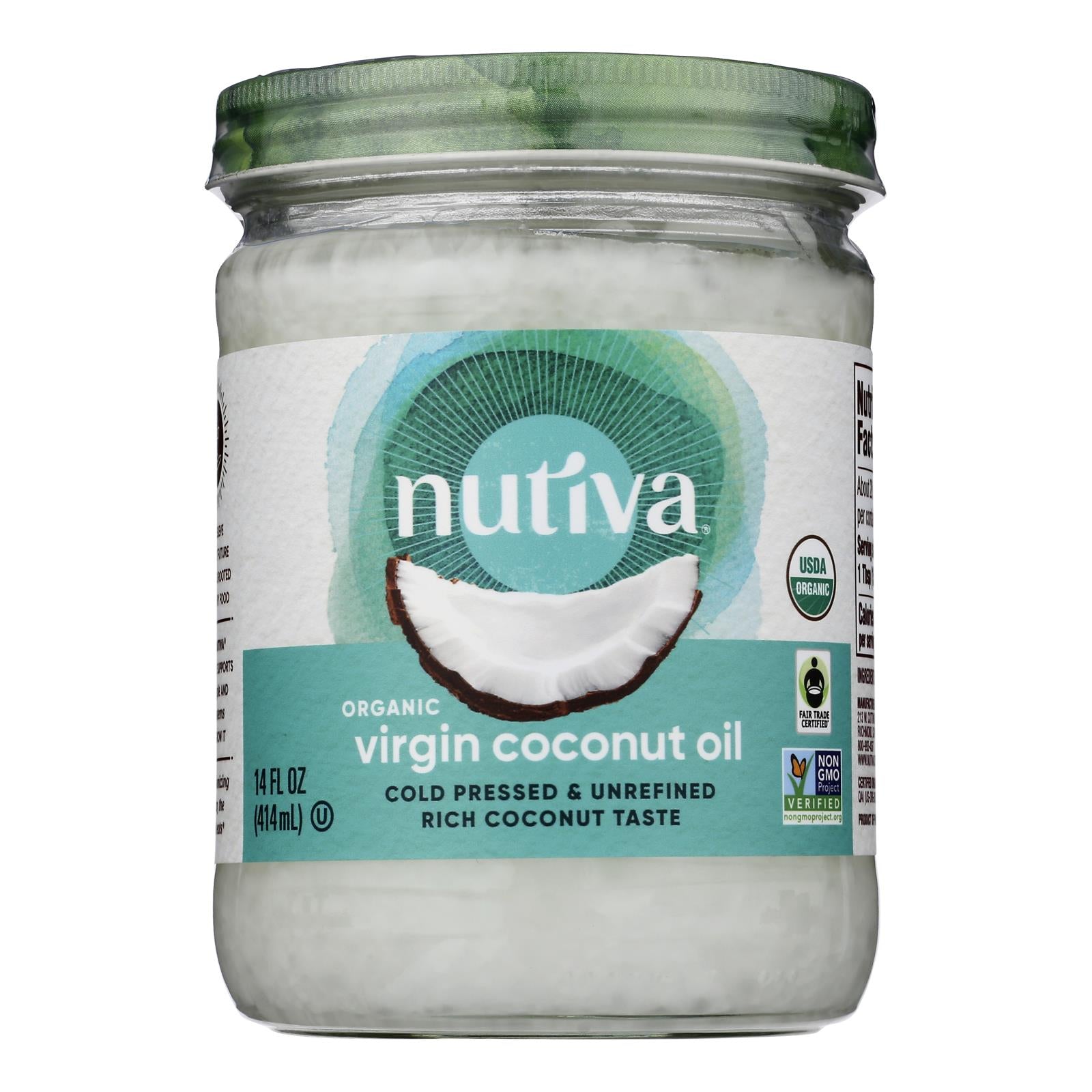 Nutiva Coconut Oil - Organic - Superfood - Virgin - Unrefined - 14 Oz - Case Of 6