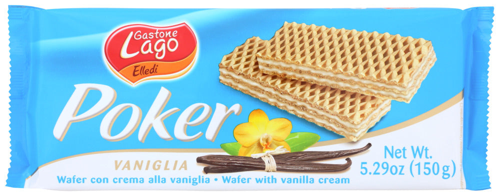 Gastone Lago Poker Cookie Vanilla Cream Wafer - Case of 16 - 5.29 oz