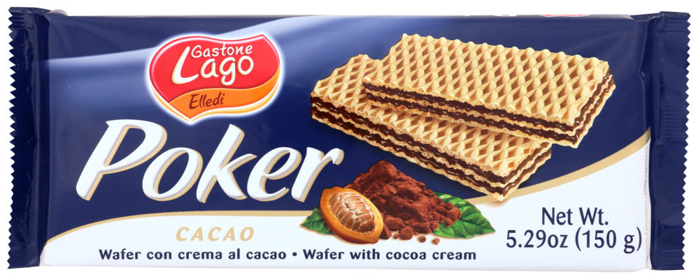 Gastone Lago Poker Cookie Cocoa Cream Wafer - Case of 16 - 5.29 oz