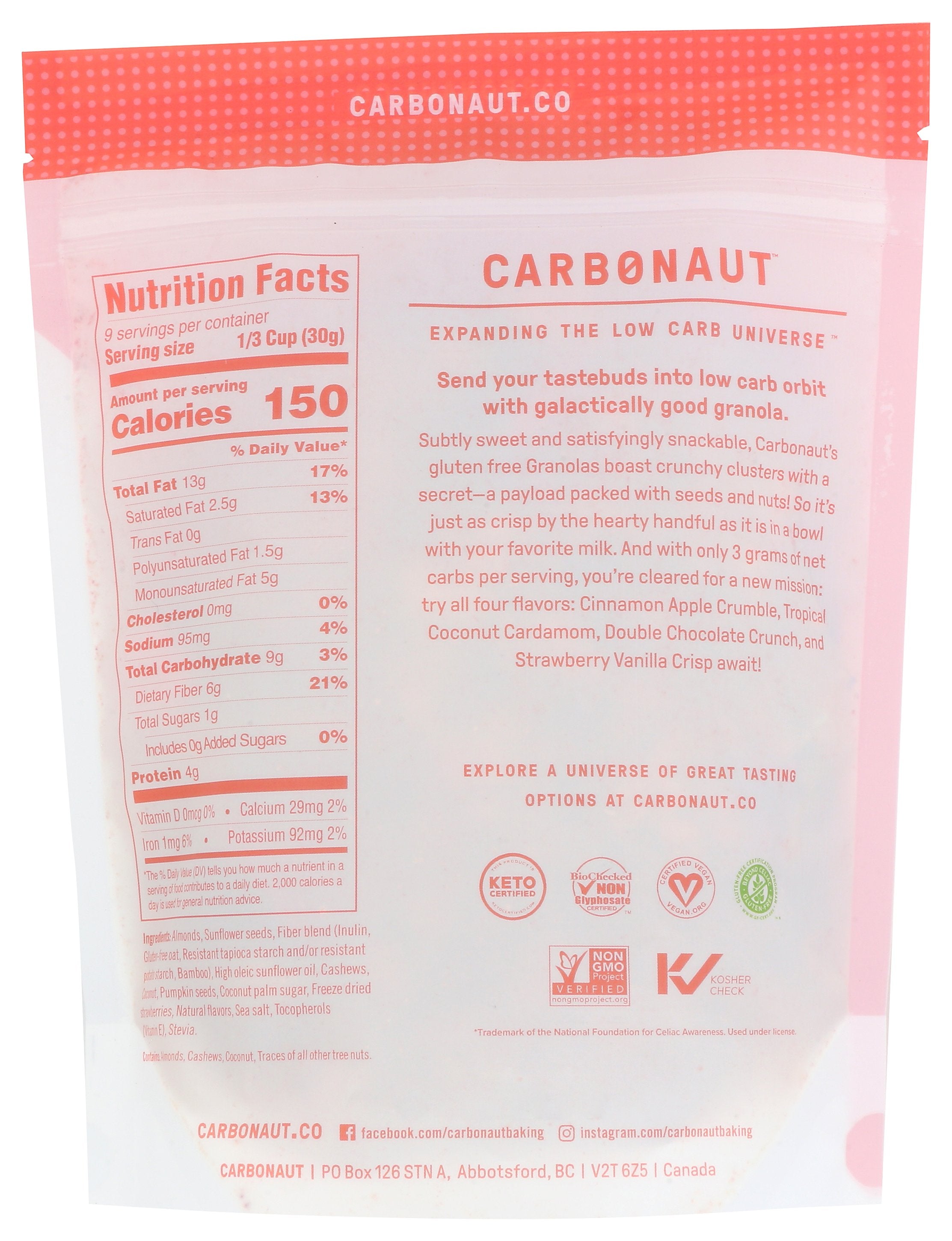 CARBONAUT GRANOLA STRAWBERRY VNLA - Case of 6