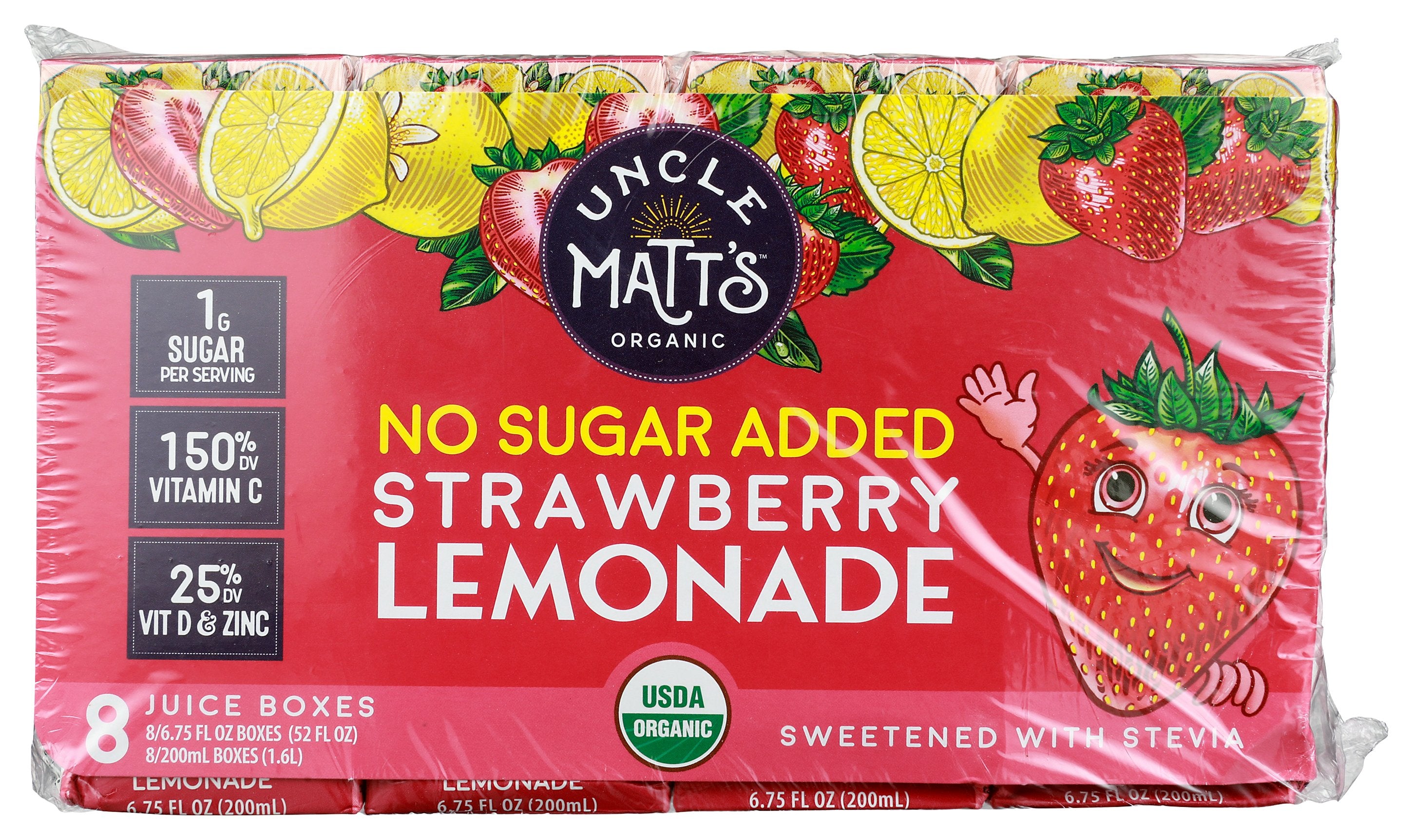 UNCLE MATTS ORGANIC JUICE BOX STRW LEMN 8PK - Case of 4