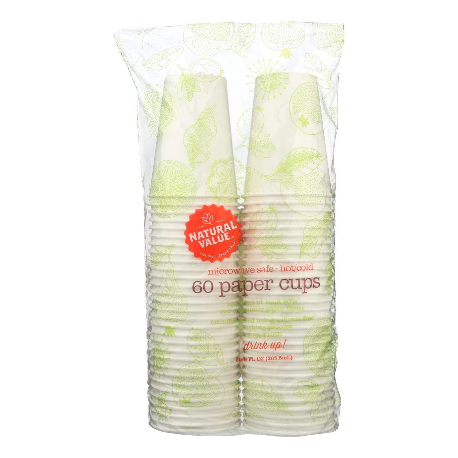 Natural Value - Paper Cups Recyc - Case of 12 - 60 CT