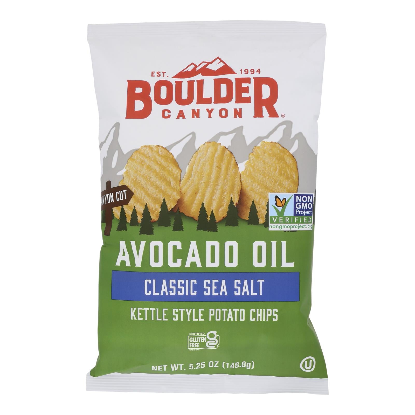Boulder Canyon - Avocado Oil Canyon Cut Potato Chips - Sea Salt - Case Of 12 - 5.25 Oz.