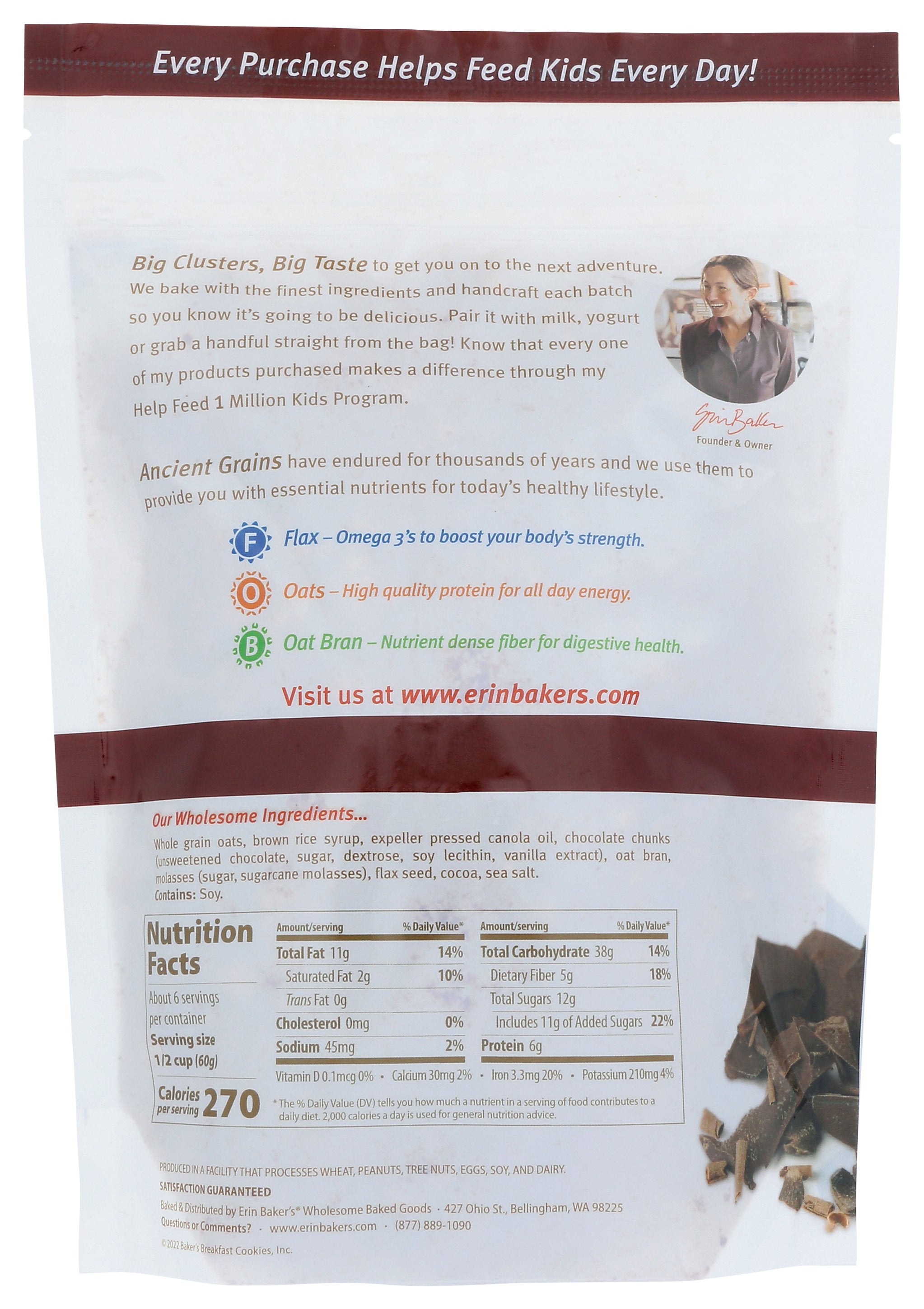 ERIN BAKERS GRANOLA HMSTYL DBL CHOC CHNK - Case of 6