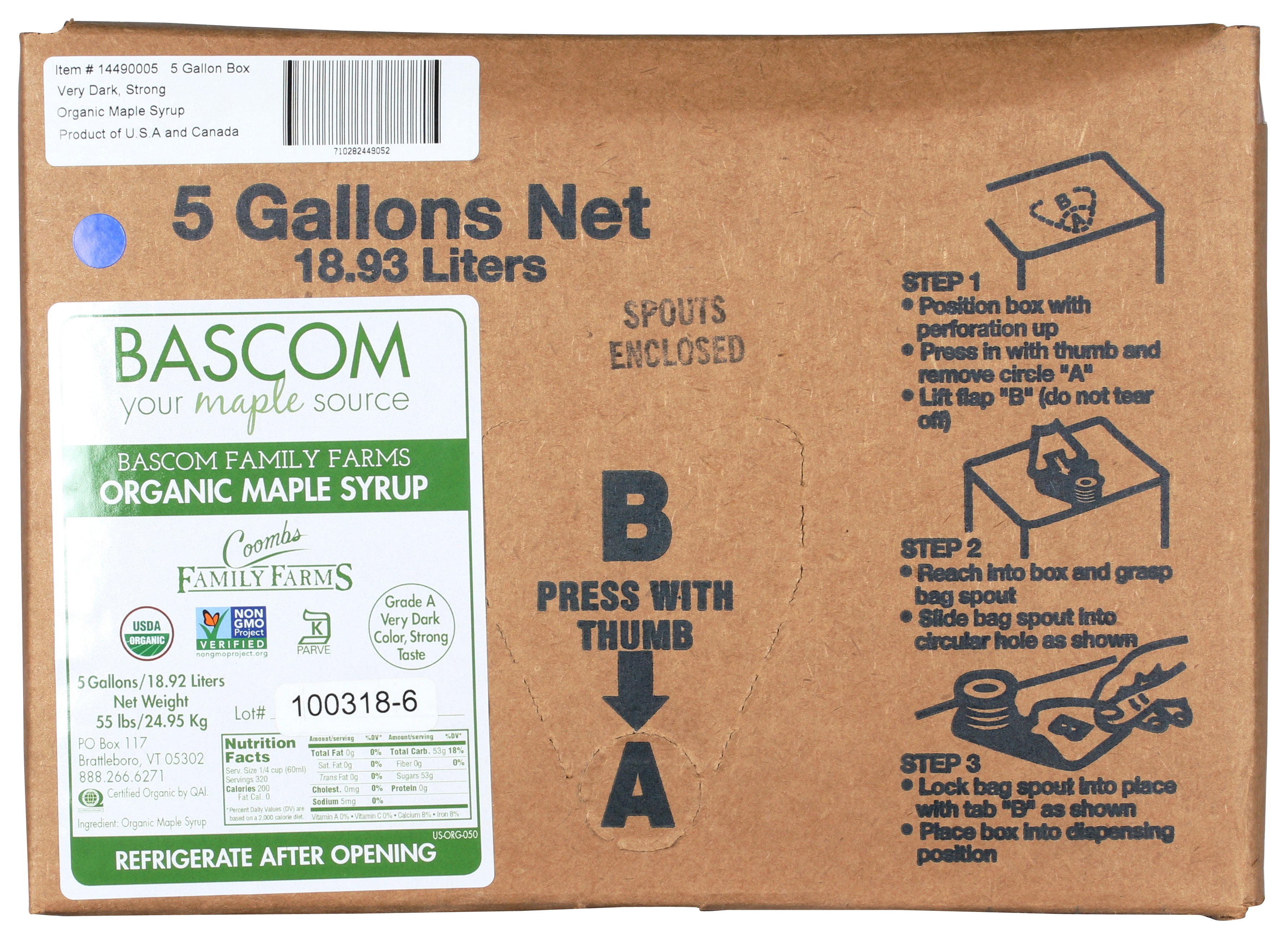 Coombs Family Farms Syrup Maple Dark Strong Taste Organic - 5 ga