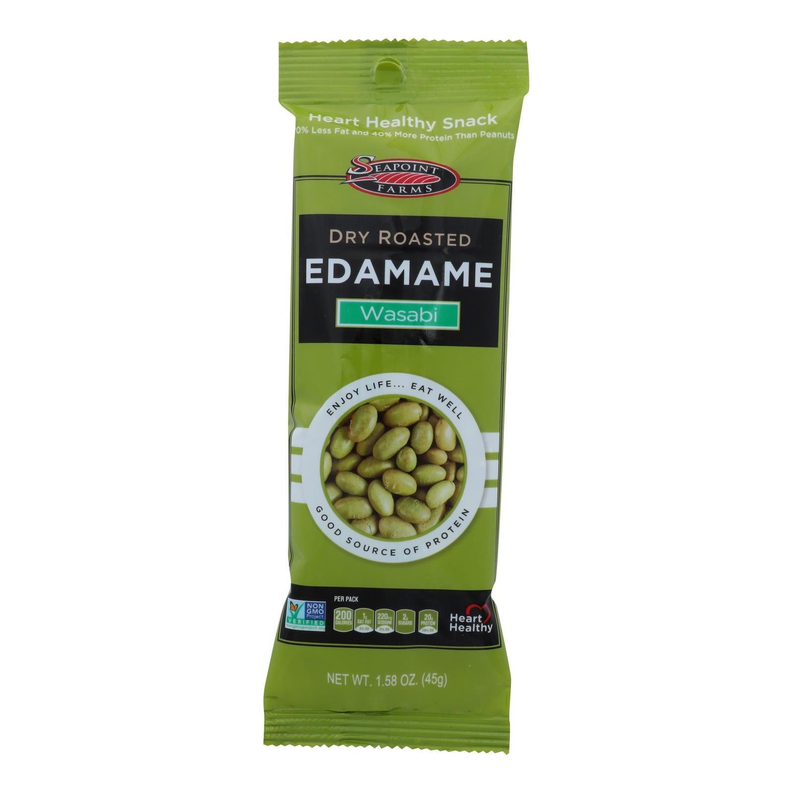 Seapoint Farms Edamame - Dry Roasted - Spicy Wasabi - 1.58 oz - Case of 12