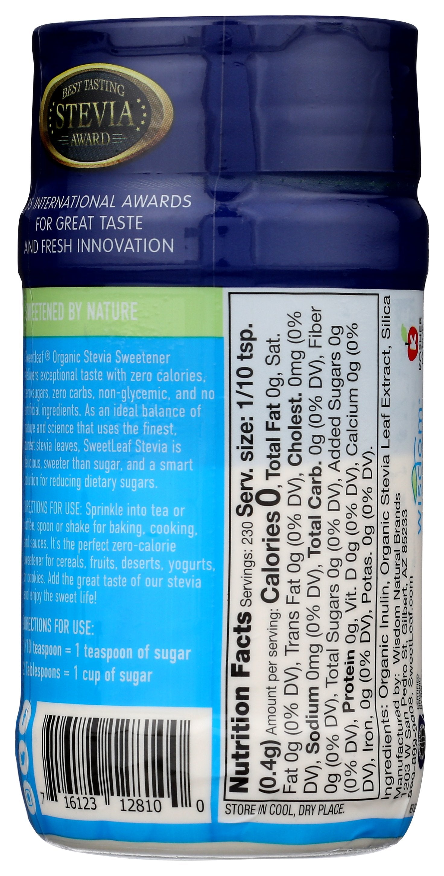 SWEETLEAF STEVIA PWDR 92G ORG - Case of 6