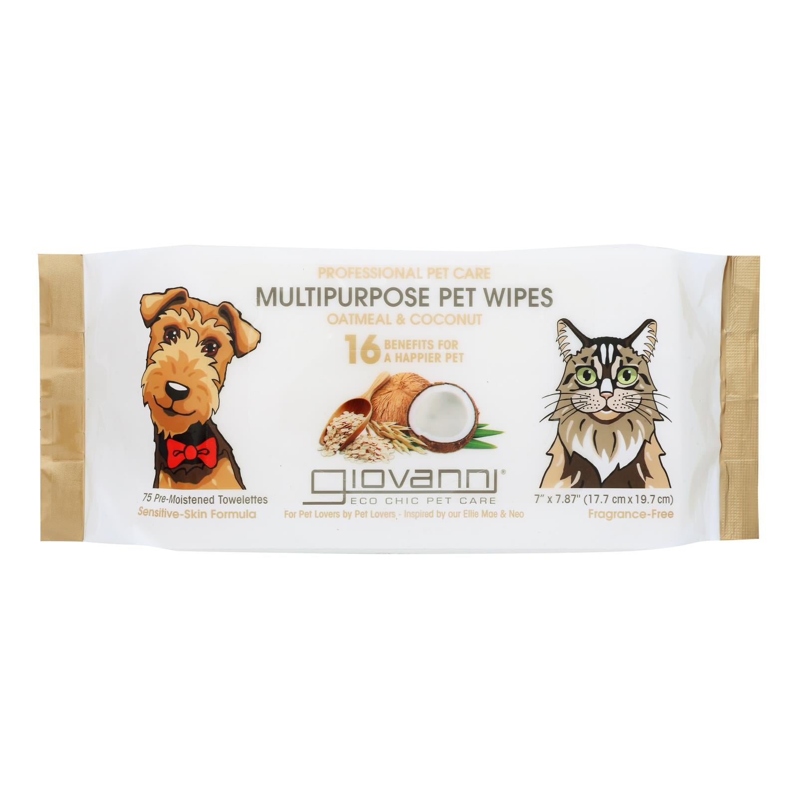 Giovanni Hair Care Products - Pet Wipes Oat & Coconut - 1 Each-75 Ct