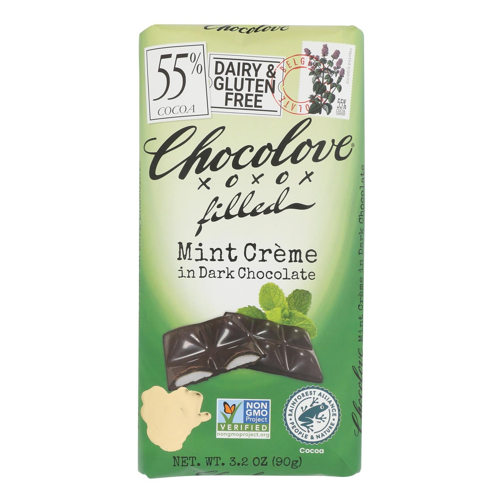 Chocolove - Bar Dk Choco Mint Cream Fill - Case of 10-3.2 OZ