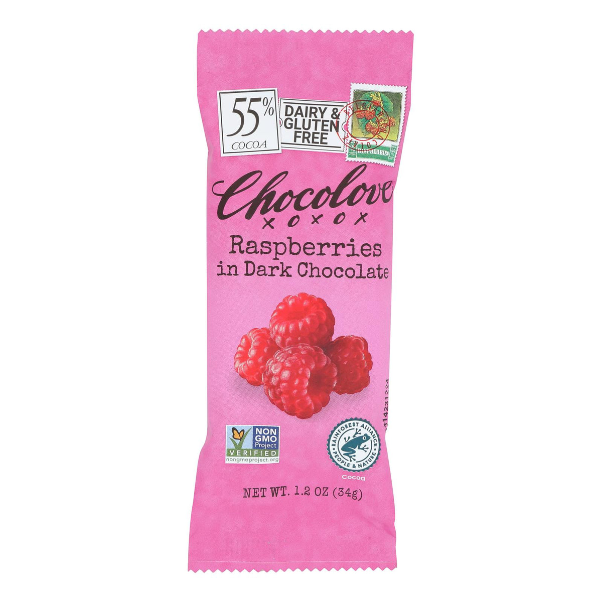 Chocolove Raspberry Chocolove Xoxox - Premium Chocolate Bar - Dark Chocolate - Raspberries