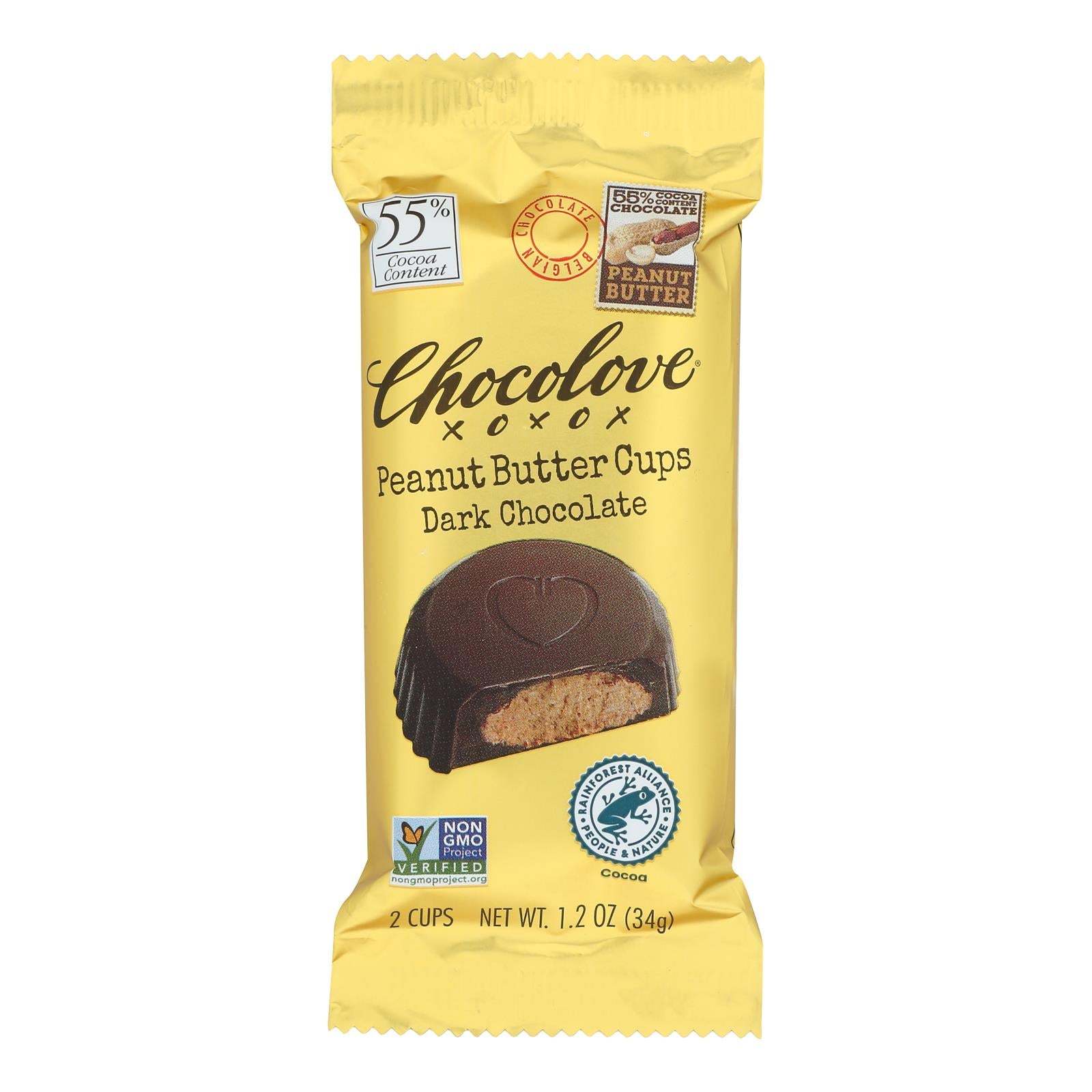 Chocolove - Cup Peanut Butter Dark Chocolate - Case of 10 - 1.2 ounces