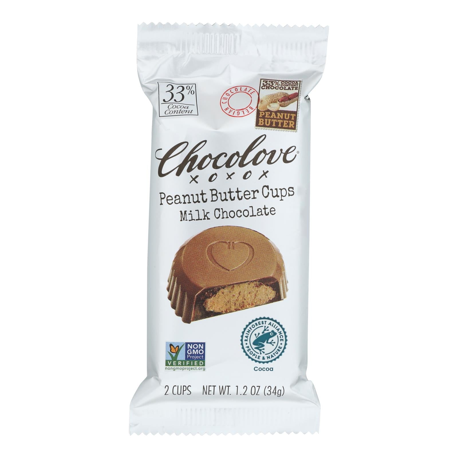 Chocolove - Cup Peanut Butter Milk Chocolate - Case of 10 - 1.2 ounces
