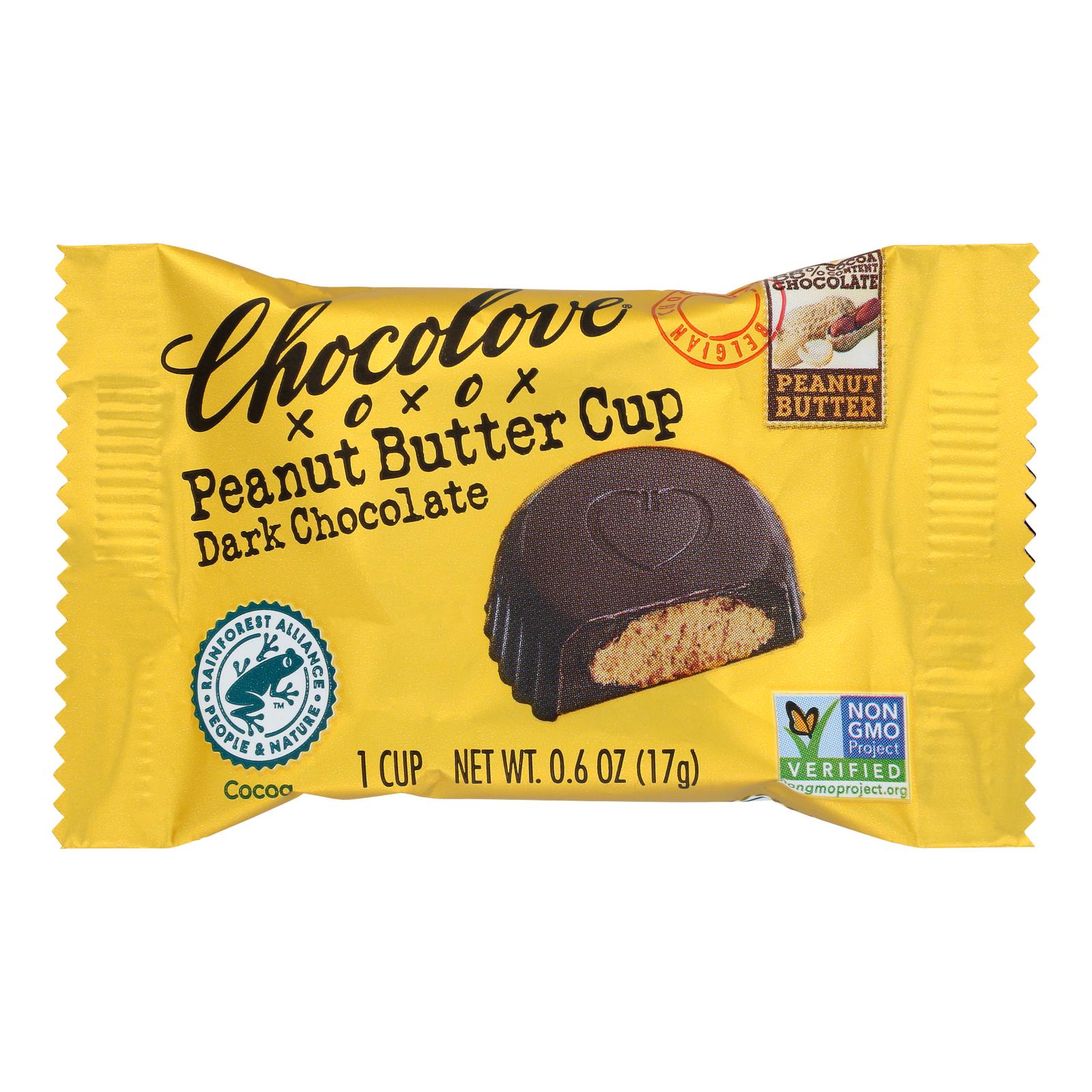 Chocolove Xoxox - Cup - Peanut Butter - Dark Chocolate - Case of 50 - .6 oz