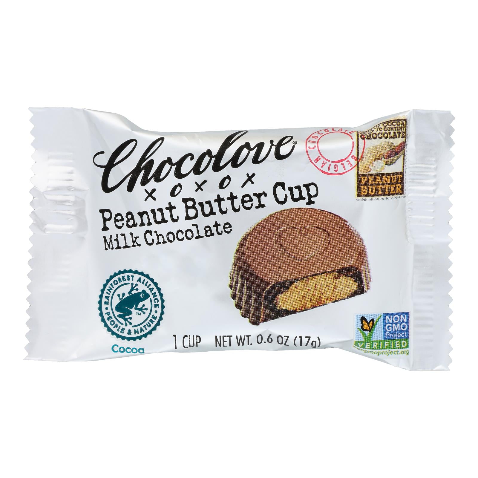 Chocolove Xoxox - Cup - Peanut Butter - Milk Chocolate - Case of 50 - .6 oz