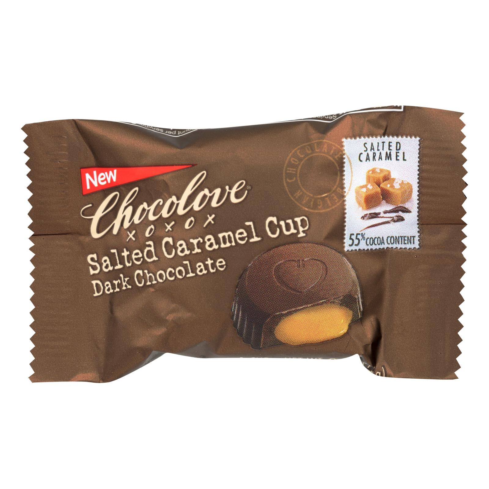 Chocolove Xoxox - Cup - Salted Caramel - Dark Chocolate - Case of 50 - .6 oz