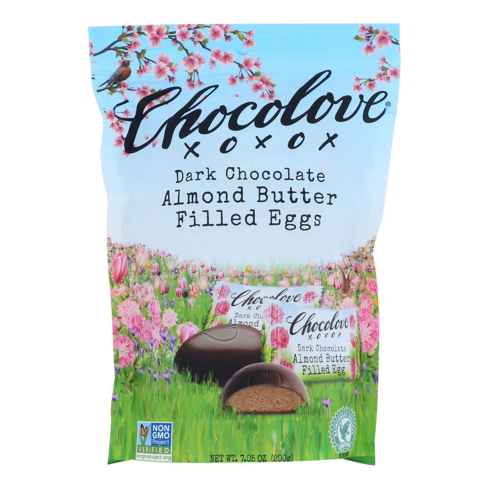Chocolove Xoxox - Eggs Dark Chocolate Almond Butter Fil - Case of 8-7.05 OZ