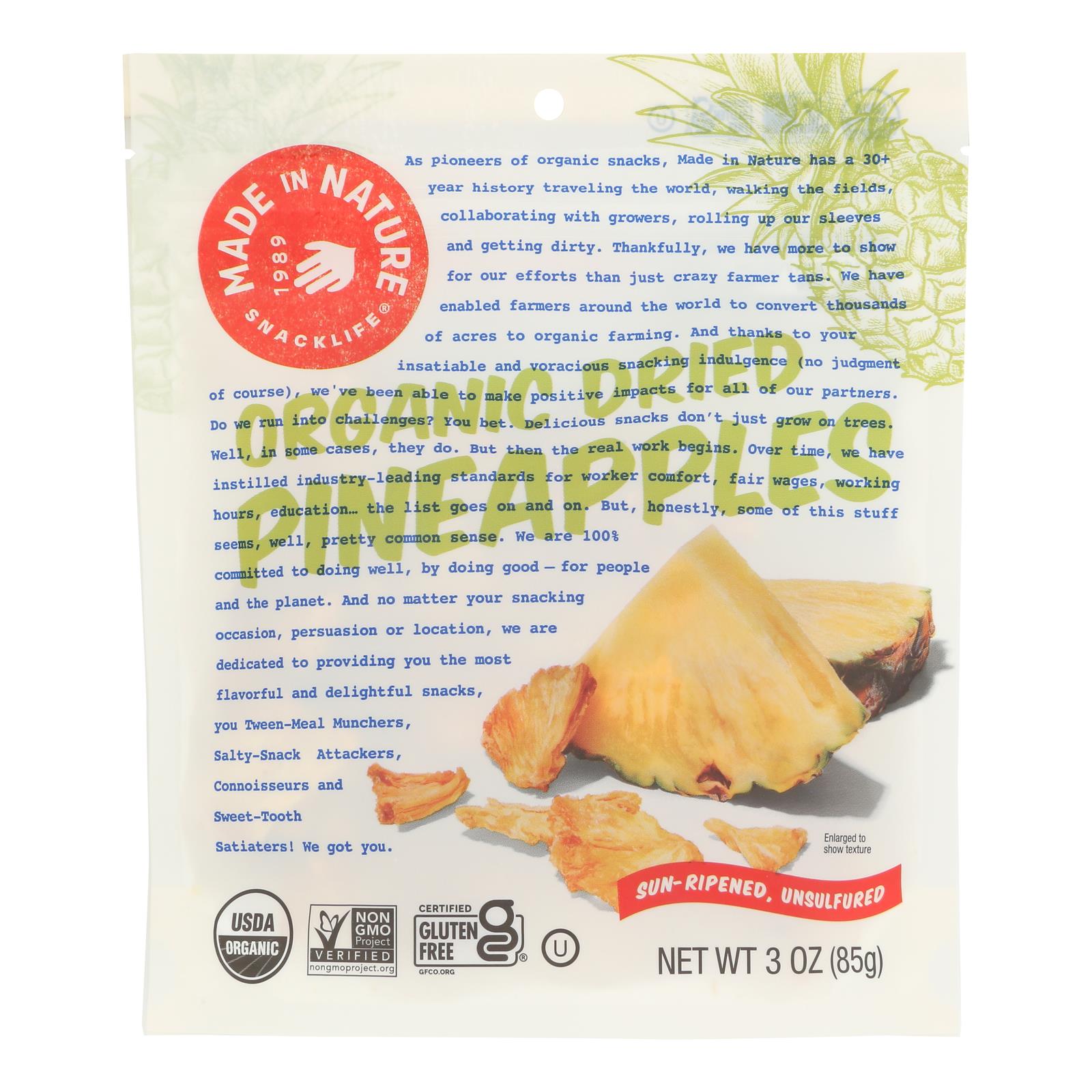 Made In Nature Golden Pineapple Organic Dried Fruit  - Case of 6 - 3 OZ