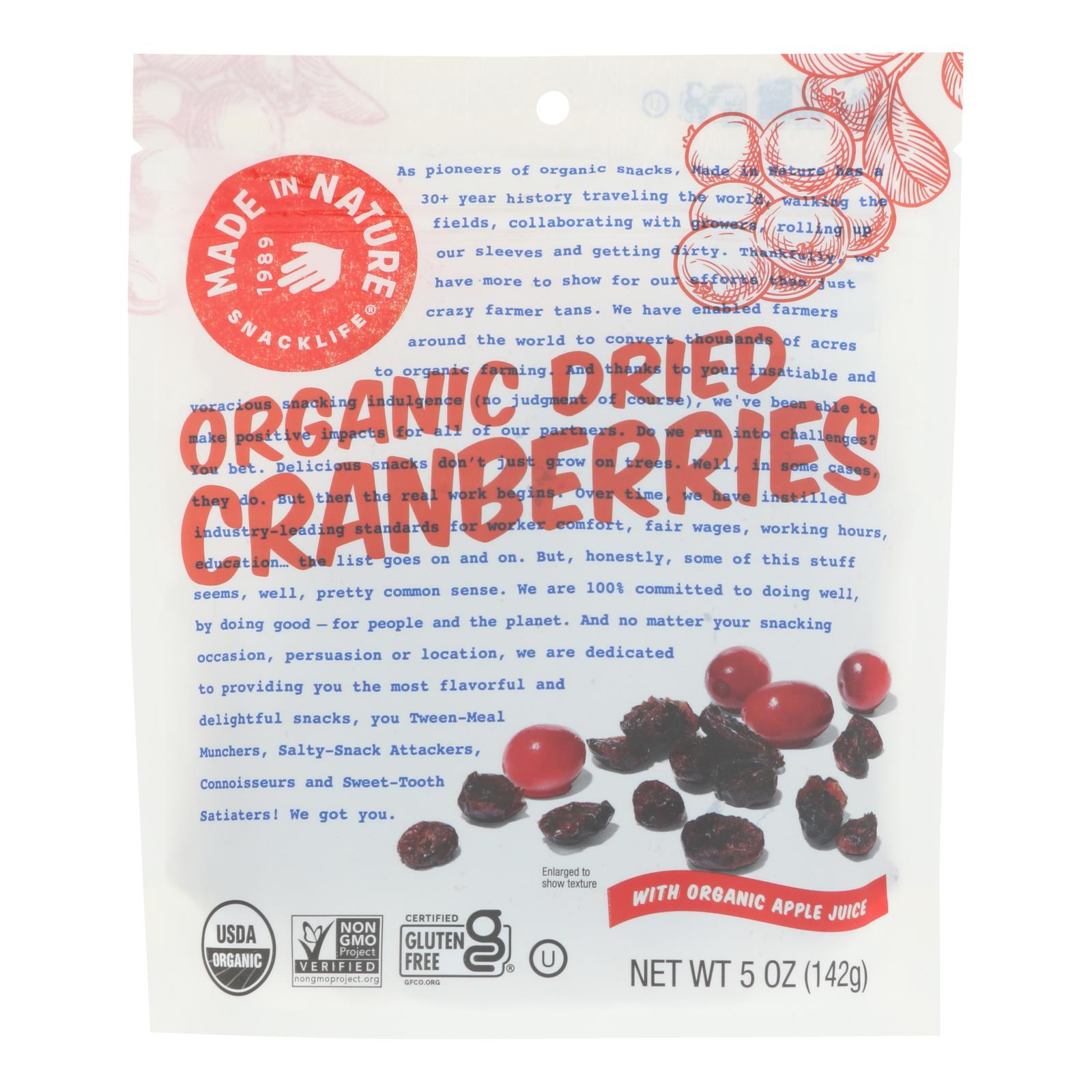 Made In Nature Cranberries Organic Dried Fruit  - Case Of 6 - 5 Oz