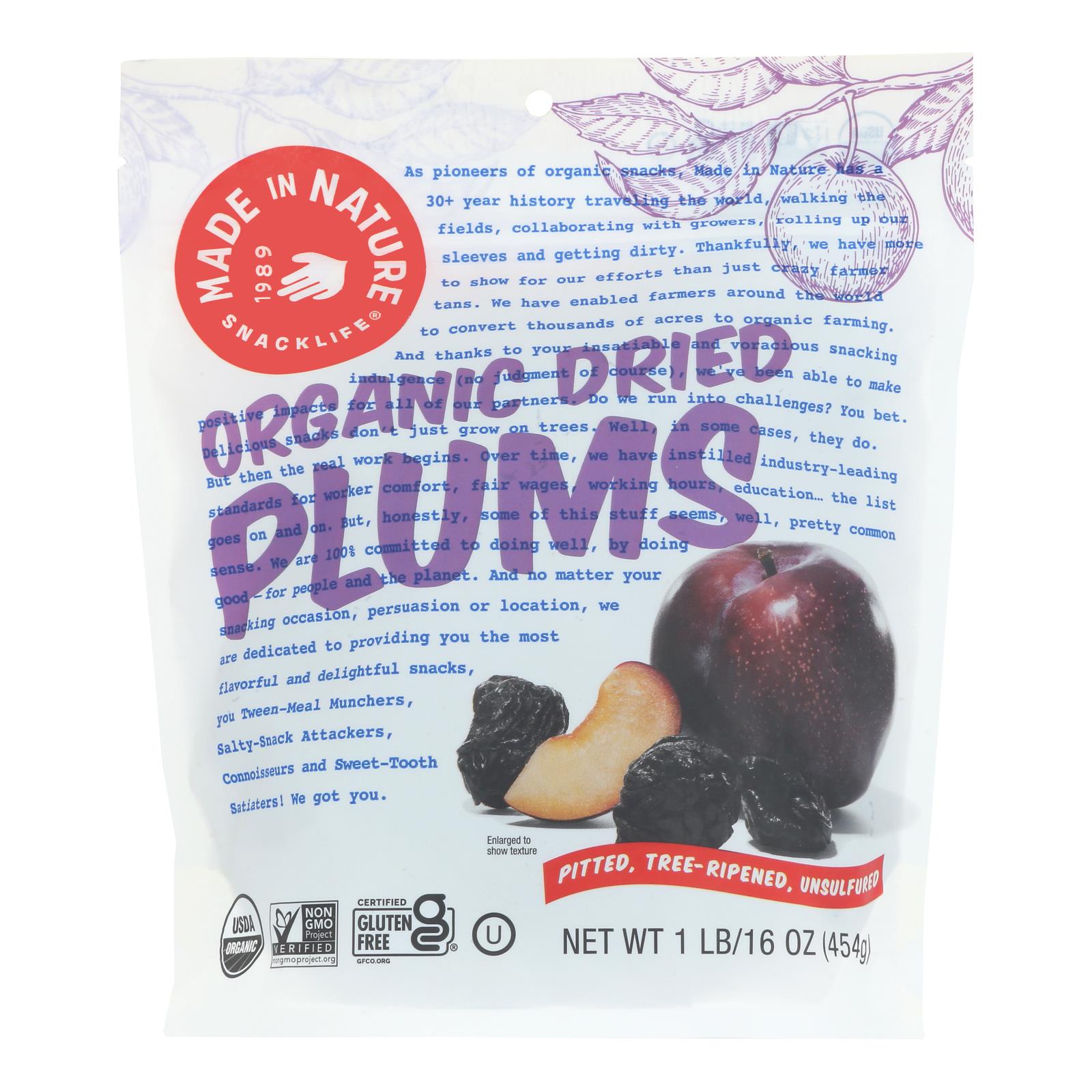 Made In Nature - Plums Dried - Case Of 6-16 Oz