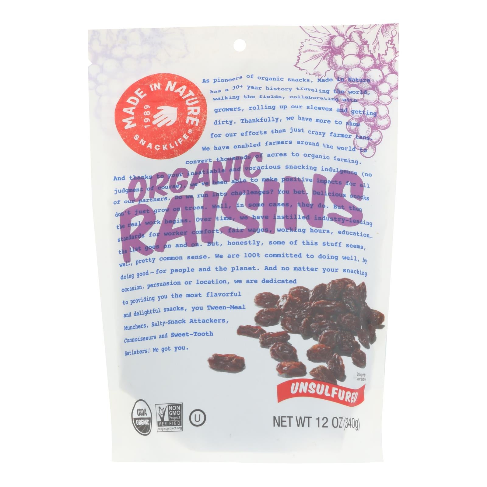 Made In Nature - Raisins - Case Of 6-12 Oz